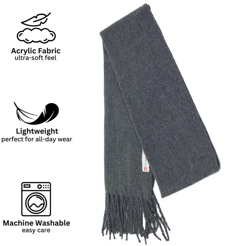 Alpine Swiss Mens Plaid Scarf Soft Winter Scarves Unisex,Solid Gray,One Size - Image 3
