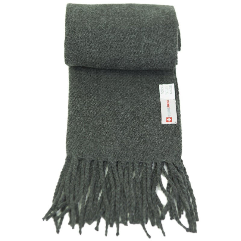 Alpine Swiss Mens Plaid Scarf Soft Winter Scarves Unisex,Solid Gray,One Size - Image 4