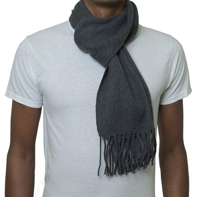 Alpine Swiss Mens Plaid Scarf Soft Winter Scarves Unisex,Solid Gray,One Size - Image 1