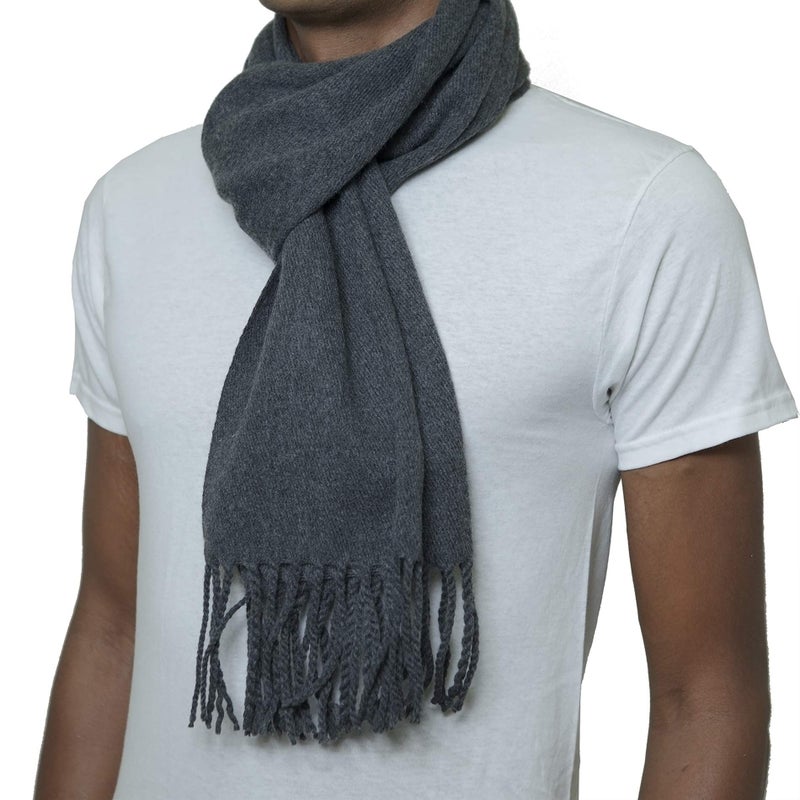 Alpine Swiss Mens Plaid Scarf Soft Winter Scarves Unisex,Solid Gray,One Size - Image 2