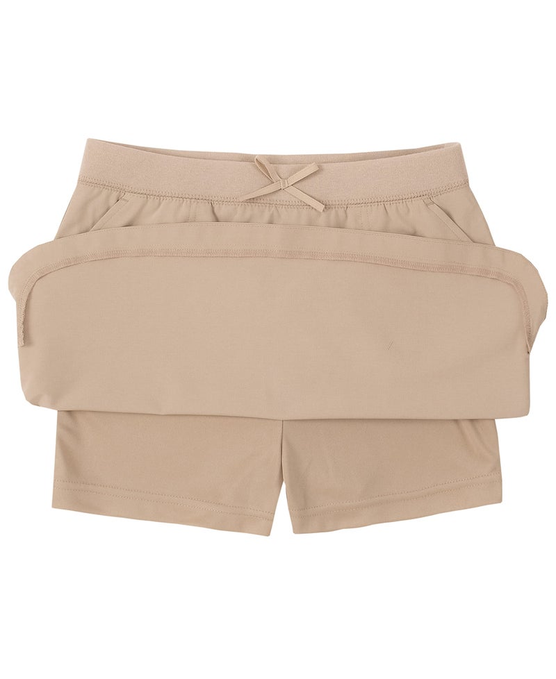 IZOD Girls' School Uniform Pull-on Scooter Skirt with Undershorts, Knit Waistband & Functional Pockets, Wrinkle Resistant, Khaki, 6 - Image 2