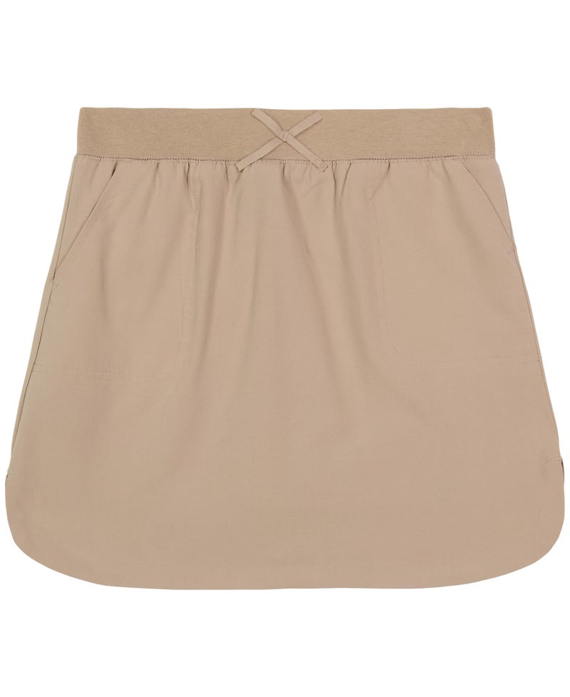 IZOD Girls' School Uniform Pull-on Scooter Skirt with Undershorts, Knit Waistband & Functional Pockets, Wrinkle Resistant, Khaki, 6 - Image 1