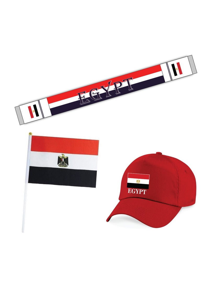 مجموعة مصر الرياضية كومبو - هدايا لعشاق الرياضة - كاب - وشاح - علم - دبوس علم - حقيبة برباط - Image 1