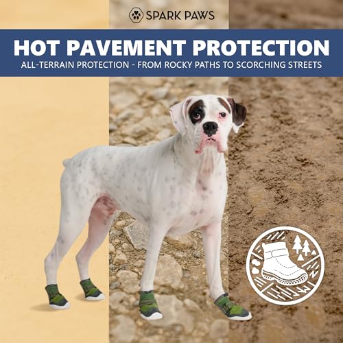 Spark Paws Dog Shoes for Large Small Medium Dogs Breathable Dog Booties for Hiking, Summer Hot Pavement Paw Protectors for Non Slip Rubber Dog Boots for Outdoor (Green, B) - Image 4