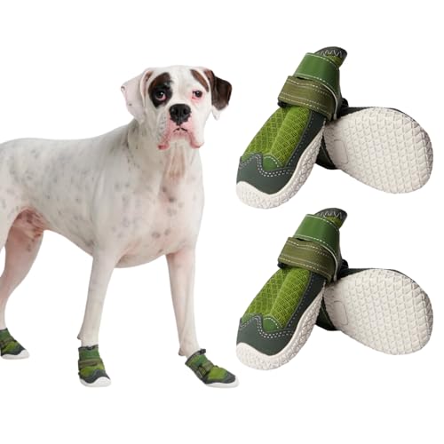 Spark Paws Dog Shoes for Large Small Medium Dogs Breathable Dog Booties for Hiking, Summer Hot Pavement Paw Protectors for Non Slip Rubber Dog Boots for Outdoor (Green, B) - Image 1