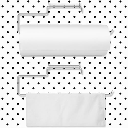 Blulu 2 Pack Pegboard Paper Towel Holder Pegboard Hooks Organization Accessory for Workshop Garage Kitchen Laundry Room Bathroom(Silver) - Image 1
