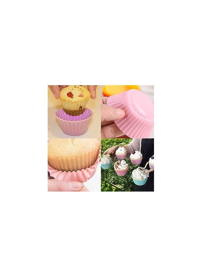 Spaceshoop - Silicone Cupcake Molds Non Stick Baking Muffin Chocolate Candy Molds Reusable 12 Color Cupcake Molds - Image 1