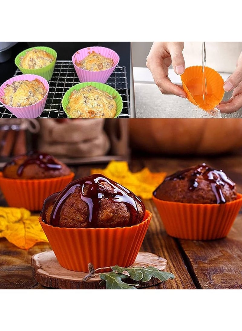 Spaceshoop - Silicone Cupcake Molds Non Stick Baking Muffin Chocolate Candy Molds Reusable 12 Color Cupcake Molds - Image 1