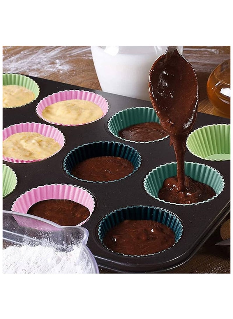 Spaceshoop - Silicone Cupcake Molds Non Stick Baking Muffin Chocolate Candy Molds Reusable 12 Color Cupcake Molds - Image 1