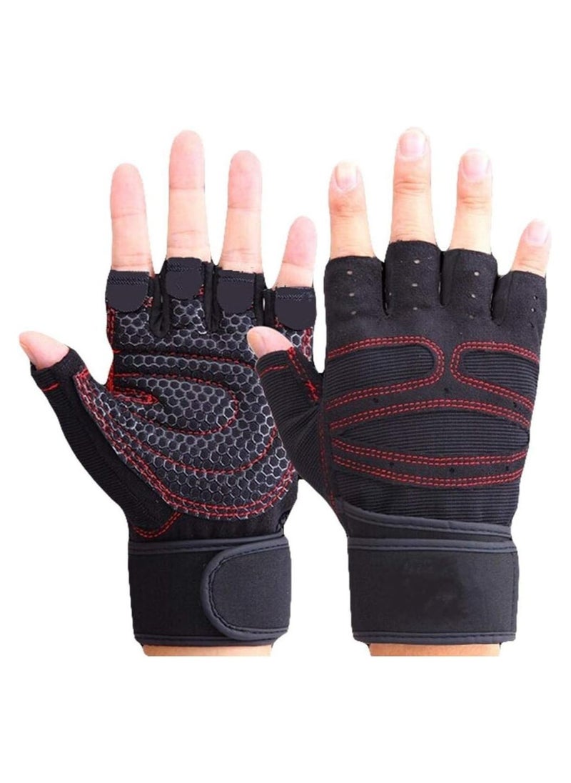 VIUAUAX Fitness gloves men and women protective non-slip wrist guard barbell cycling sports equipment half-finger gloves.Workout Gloves with Wrist Support Anti-Slip Silica Gel Grip Adjustable Velcro Strap Weightlifting Gloves For Cross Fit Fitness Cycling .  - Image 1