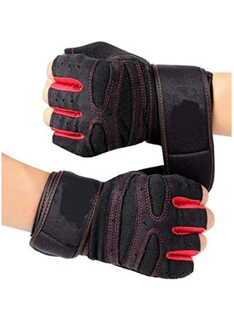 VIUAUAX Fitness gloves men and women protective non-slip wrist guard barbell cycling sports equipment half-finger gloves.Workout Gloves with Wrist Support Anti-Slip Silica Gel Grip Adjustable Velcro Strap Weightlifting Gloves For Cross Fit Fitness Cycling .  - Image 2