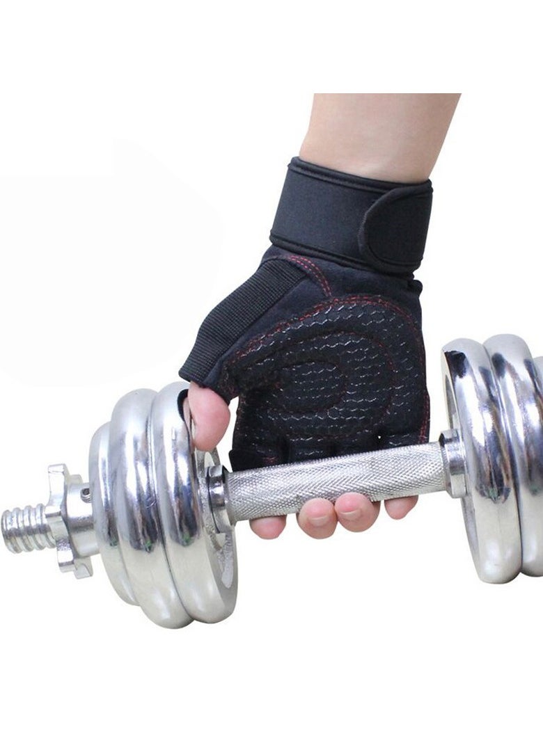 VIUAUAX Fitness gloves men and women protective non-slip wrist guard barbell cycling sports equipment half-finger gloves.Workout Gloves with Wrist Support Anti-Slip Silica Gel Grip Adjustable Velcro Strap Weightlifting Gloves For Cross Fit Fitness Cycling .  - Image 4