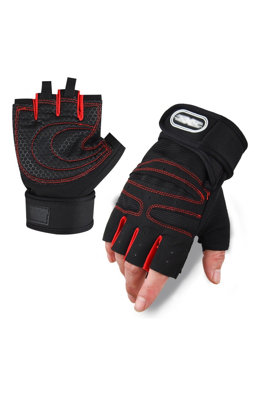 VIUAUAX Fitness gloves men and women protective non-slip wrist guard barbell cycling sports equipment half-finger gloves.Workout Gloves with Wrist Support Anti-Slip Silica Gel Grip Adjustable Velcro S