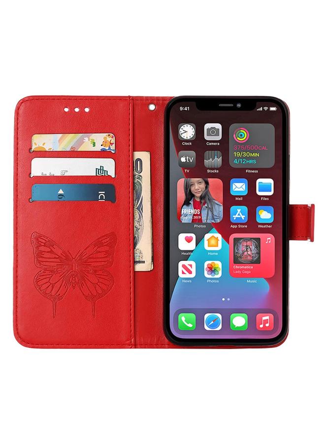 S-TOP Case For iPhone 14 Pro Embossed Butterfly Leather Phone Case - Image 3