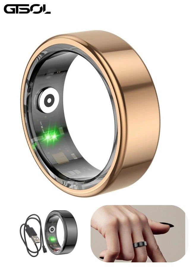 GTSOL Smart Titanium Health Ring – Waterproof IP68, Heart Rate, SpO₂ & Sleep Monitor, Fitness Tracking, Wireless Charging - Gold - Image 1