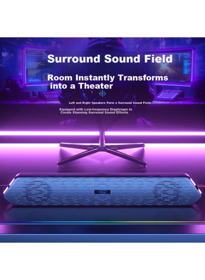 SOAIY A15 Long Strip Computer Speaker Home Multimedia Desktop Gaming Wired Small Speaker Subwoofer Cool Black Wired Version - Image 2