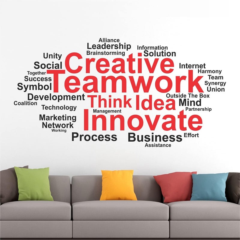StickMe 'Teamwork Office Inspirational Motivational Quotes Creative Colorful Wall Sticker' SM1061 (Multi Colour, Vinyl 130cm X 70 cm) - Image 1
