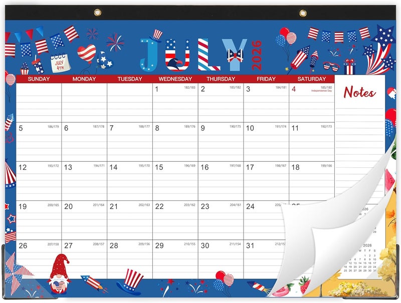 Coboll Desk Calendar 2026-2027 - Calendar 2026-2027, Jul. 2026 - Dec. 2027, 12" x 17", 18 Months Calendar with Large Blocks and Protector Corner, Grommets for Desk or Wall, Perfect Holiday, Office, Home Gift - Image 1