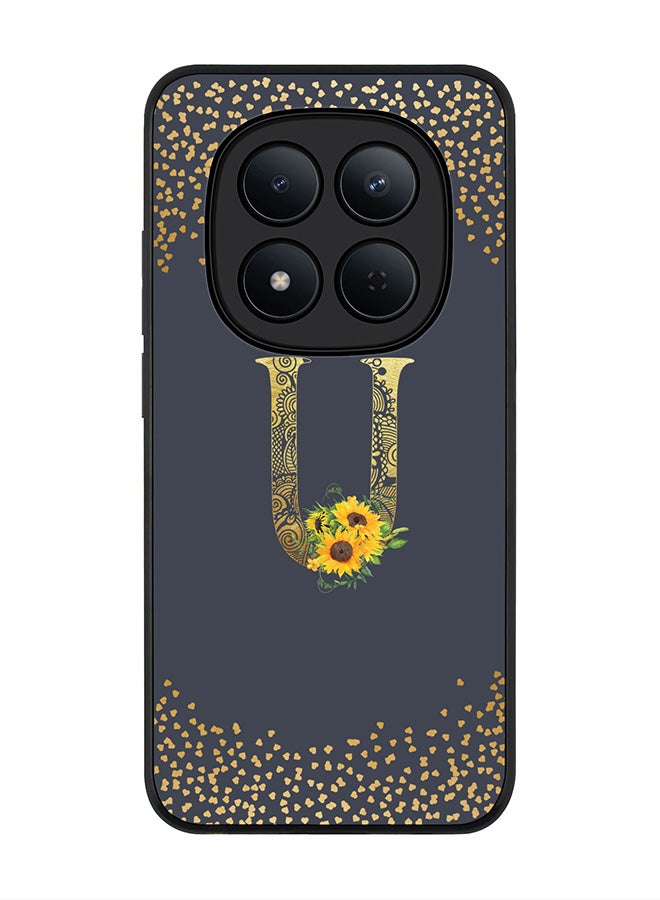 For Xiaomi Redmi Note 15 Pro 5G Case,Slim fit Camera Protection, Shockproof Thin Phone cover  - Custom Floral Monogram - U  (Grey )