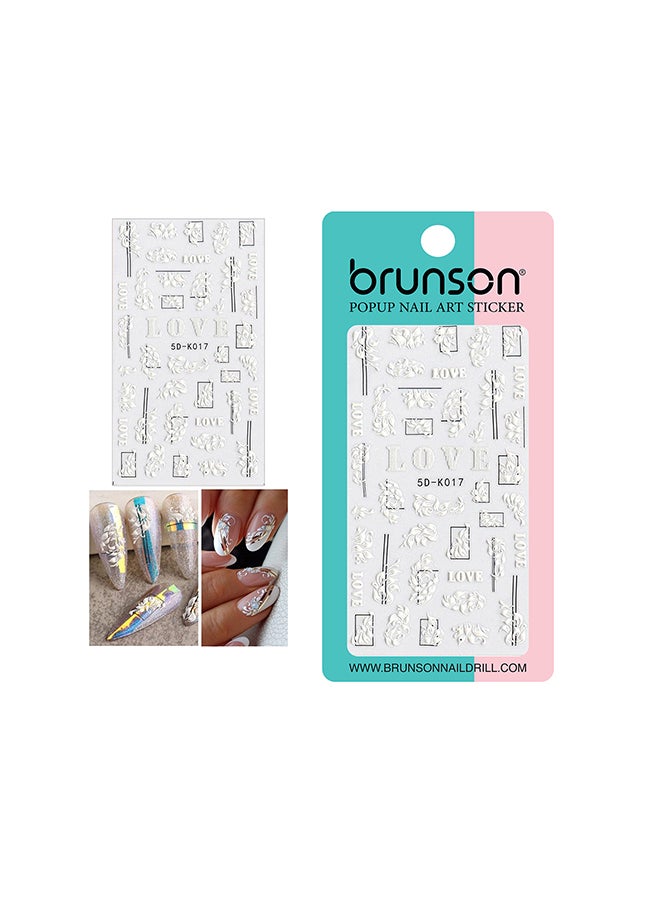 5D Flower Decals Exquisite Self Adhesive Nail Art Decoration Stickers 5D-k017