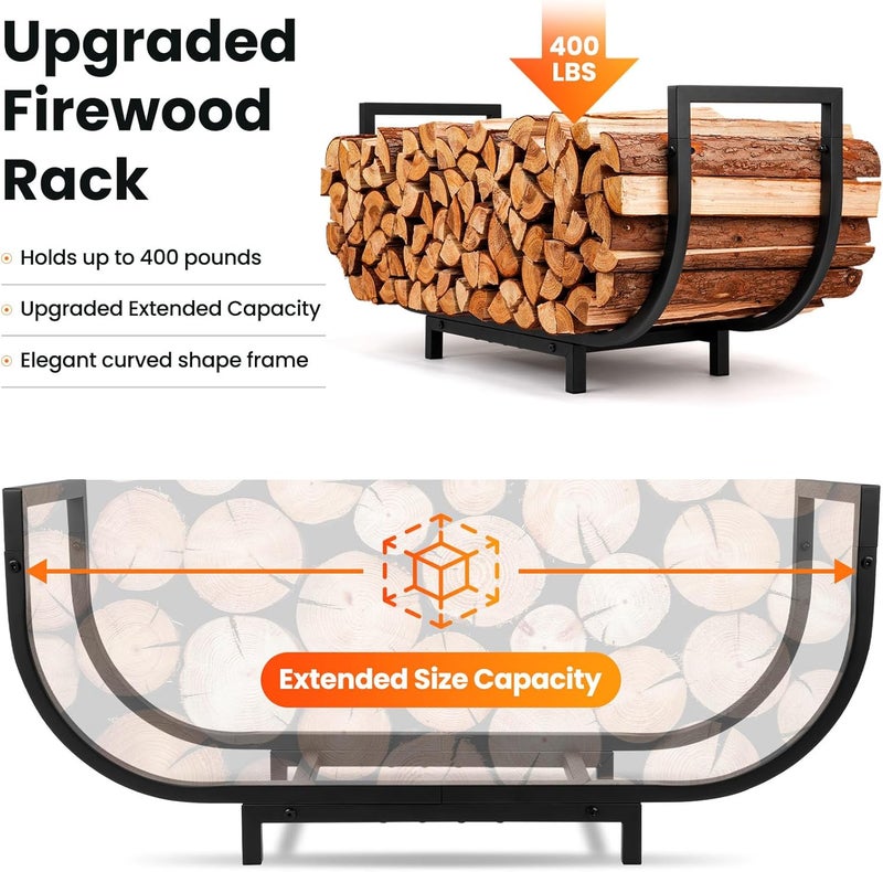 HIHADUUM 34in Firewood Rack Outdoor Indoor - Heavy Duty Firewood Holder Storage with 400lbs Load Capacity Durable Log Holder Keep Firewood Organized Space Saving - Image 4