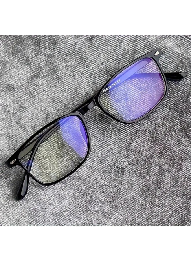 SCENT HOUSE 1pcs blue Transparent Lenses glasses for Both Men And Women - Alleviate Eye Strain And Glare from Screens, Including Computers, Televisions, Phones, And Gaming Devices. Stylish Eyewear, Y2K Design, Budget-Friendly. (Includes eyeglass case)
,blue lighe blocking glasses,eyeglasses - Image 1