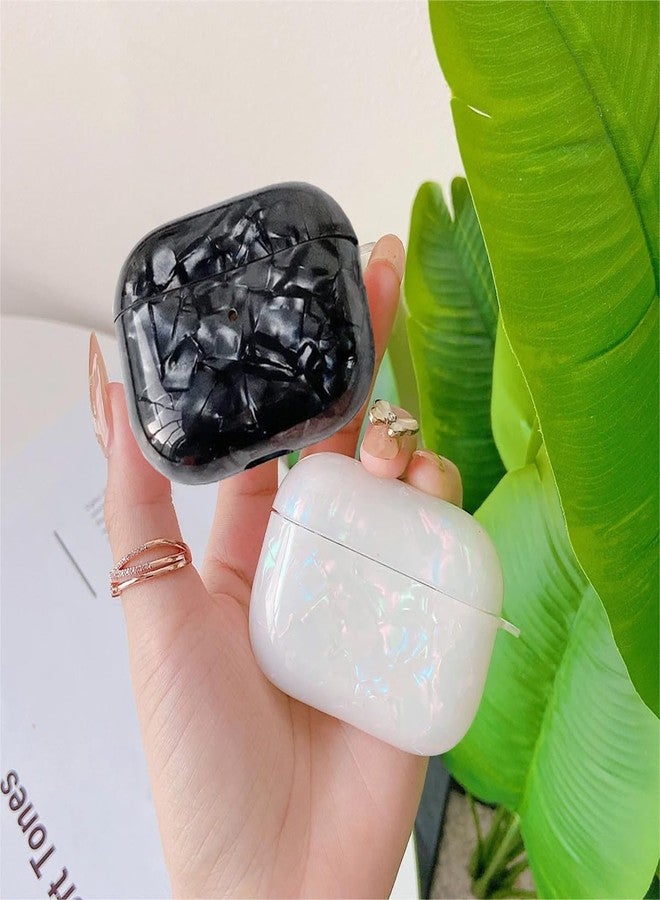 Olytop for Cute Glitter Airpods Pro/Pro 2 Gen Case with Cleaner Pen, Shell Pattern iPod Pro 2nd/1st Generation Cover Protective Skin Girl Women with Luxury Pearl Keychain 2023/2022/2019 - Black - Image 4