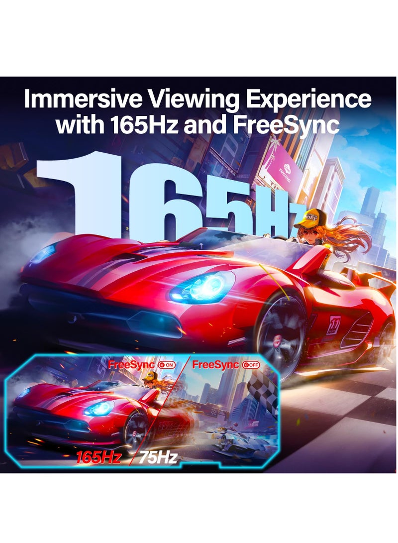 فلاشهوك شاشة ألعاب منحنية مقاس 23.8 بوصة بدقة 1080 بكسل وسرعة تصل إلى 165 هرتز و144 هرتز، ومنفذ DisplayPort HDMI ومكبرات صوت مدمجة، وشاشة تثبيت على الحائط متوافقة مع معايير VESA باللون الأسود - Image 4