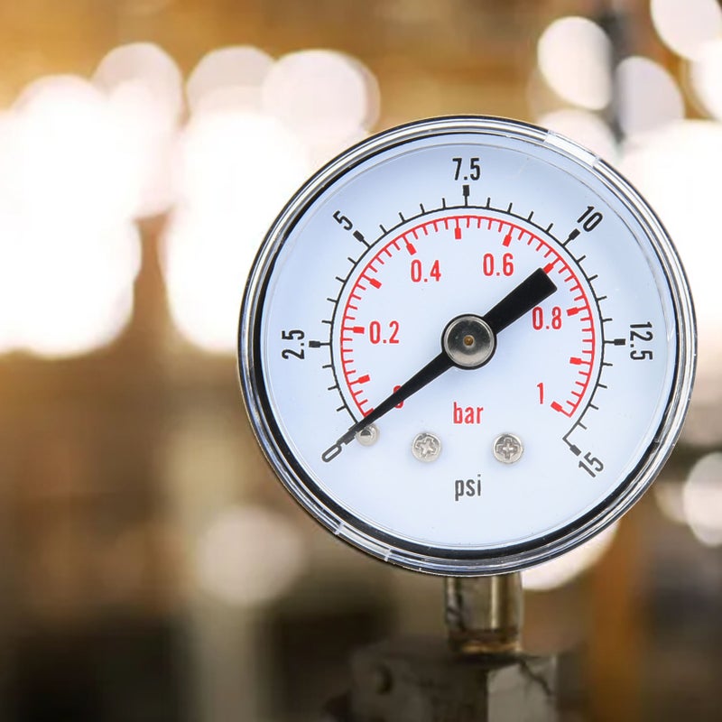 Mechanical Pressure Gauge for Air Oil Water 1/8inch BSPT Back Connection (0-15psi 0-1bar) - Image 4