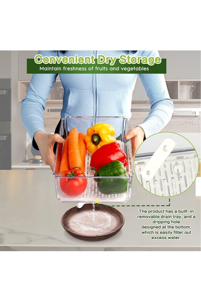 HUKURU 14 Pack Fridge Organizer, Stackable Refrigerator Organizer Bins with Lids, BPA-Free Fridge Organizers and Storage Containers for Fruit, Vegetable, Food, Drinks, Cereals, Clear - Image 5