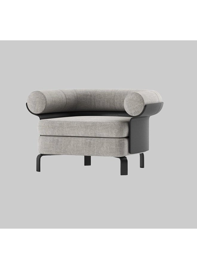 Neo Front Cozy Beige Sofa Chair with Teddy Fabric, PU Leather Back, and Carbon Steel Legs  C880-TEDDYC-19-Light   90*83*55 cm - Image 4