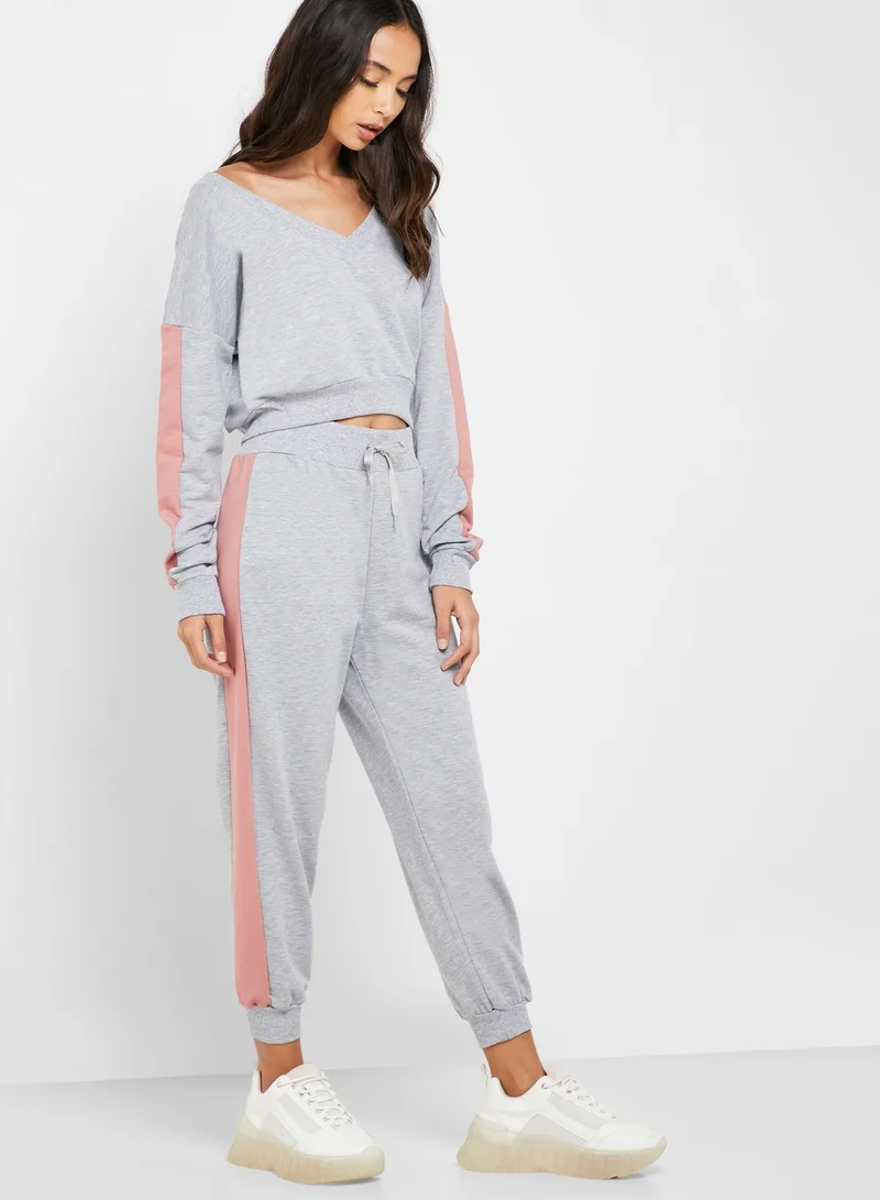 Ginger Contrast Side Paneled Joggers Set