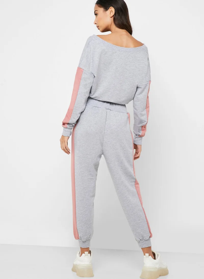 Ginger Contrast Side Paneled Joggers Set
