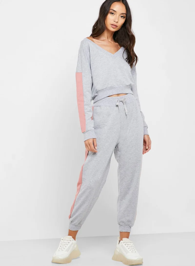 Ginger Contrast Side Paneled Joggers Set