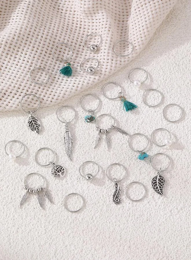 Take Two  Set of 23 - Silver-Tone Metal Hair Ring for Women | Best Price UAE