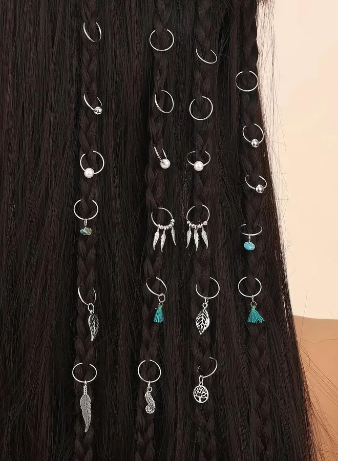 Take Two  Set of 23 - Silver-Tone Metal Hair Ring for Women | Best Price UAE
