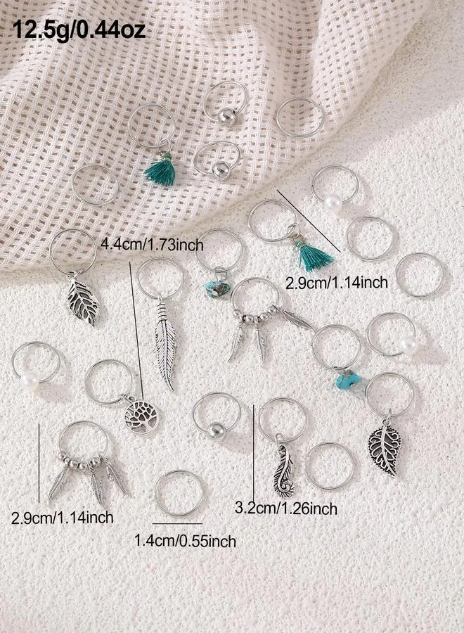 Take Two  Set of 23 - Silver-Tone Metal Hair Ring for Women | Best Price UAE