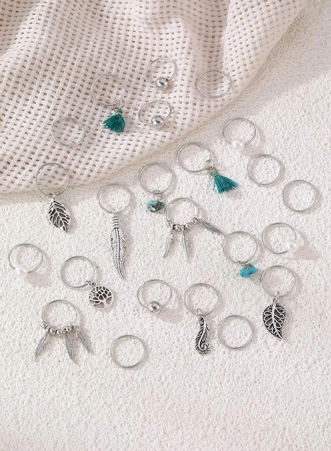 Take Two Set of 23 - Silver-Tone Metal Hair Ring
