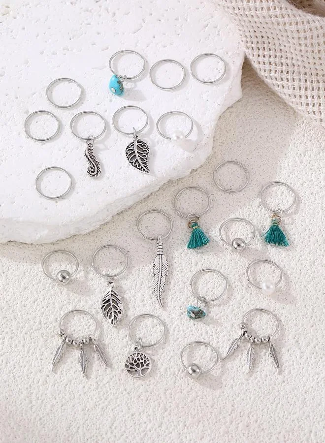 Take Two  Set of 23 - Silver-Tone Metal Hair Ring for Women | Best Price UAE