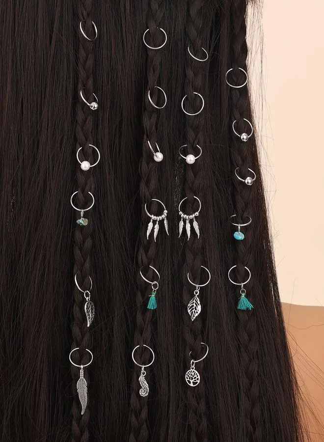 Take Two Set of 23 - Silver-Tone Metal Hair Ring