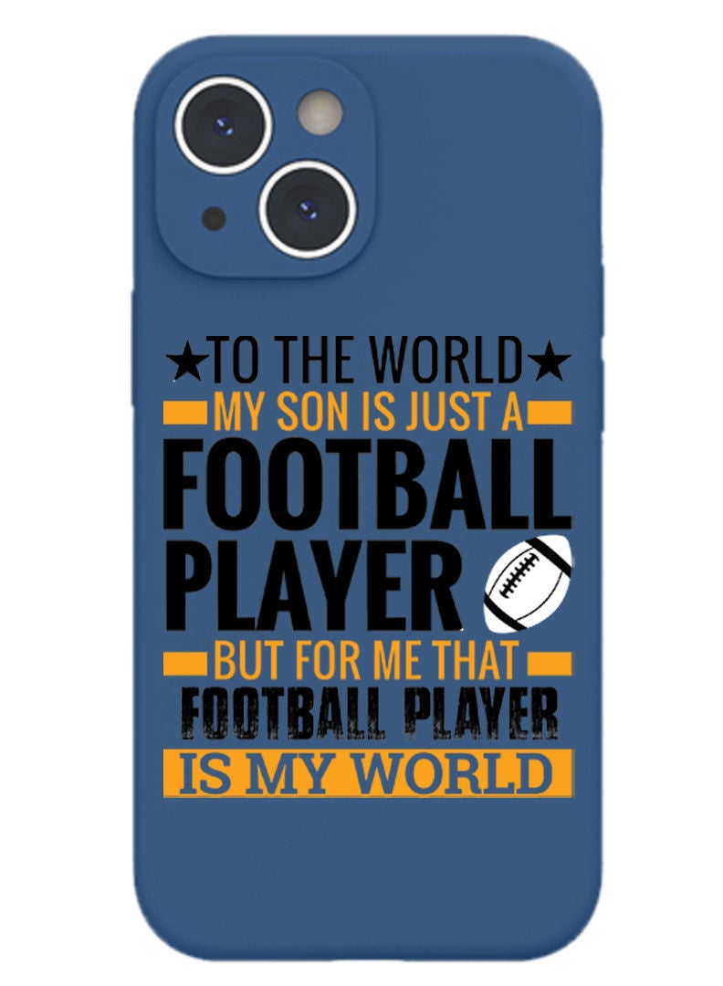 Theodor Protective Slim Fit Case Liquid Silicone Cover with Full Body Protection Anti-Scratch Shockproof Case For iPhone 13 Blue  - Football player copy - Image 1
