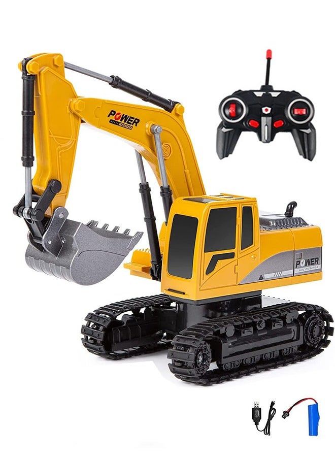 UETEEY Remote Control Excavator Toy Truck RC Excavator with Metal Shovel Lights Sounds Rechargable Engineering Sand Digger Construction Vehicle Toy Gift for Boys Girls Kids & Children  - Image 1