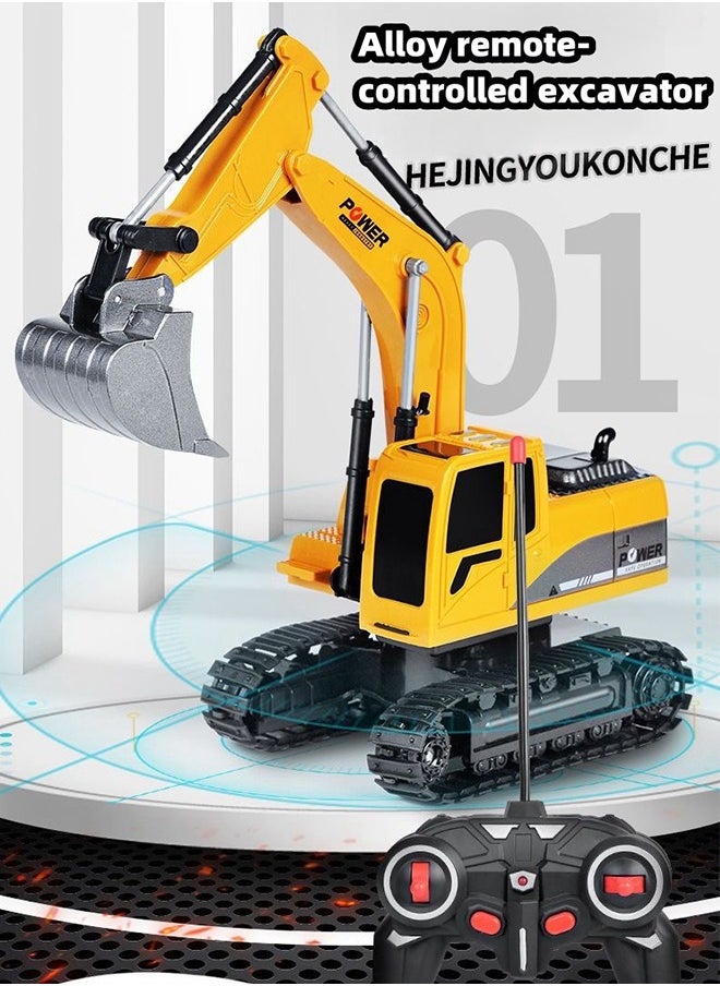 UETEEY Remote Control Excavator Toy Truck RC Excavator with Metal Shovel Lights Sounds Rechargable Engineering Sand Digger Construction Vehicle Toy Gift for Boys Girls Kids & Children  - Image 2