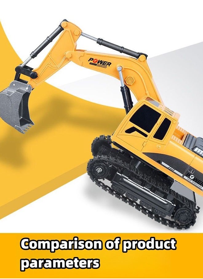 UETEEY Remote Control Excavator Toy Truck RC Excavator with Metal Shovel Lights Sounds Rechargable Engineering Sand Digger Construction Vehicle Toy Gift for Boys Girls Kids & Children  - Image 3