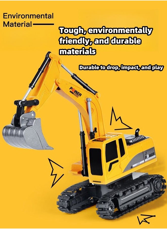 UETEEY Remote Control Excavator Toy Truck RC Excavator with Metal Shovel Lights Sounds Rechargable Engineering Sand Digger Construction Vehicle Toy Gift for Boys Girls Kids & Children  - Image 5