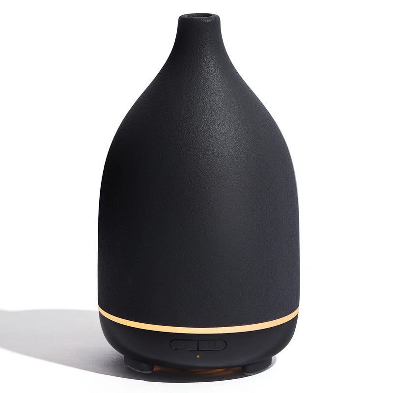 InnoGear Oil Diffuser, 150ML Ceramic Diffuser for Essential Oils Handcrafted Aromatherapy Diffuser Ultrasonic Cool Mist Humidifier with 2 Mist Modes Waterless Auto Off for Room Office, Black - Image 1