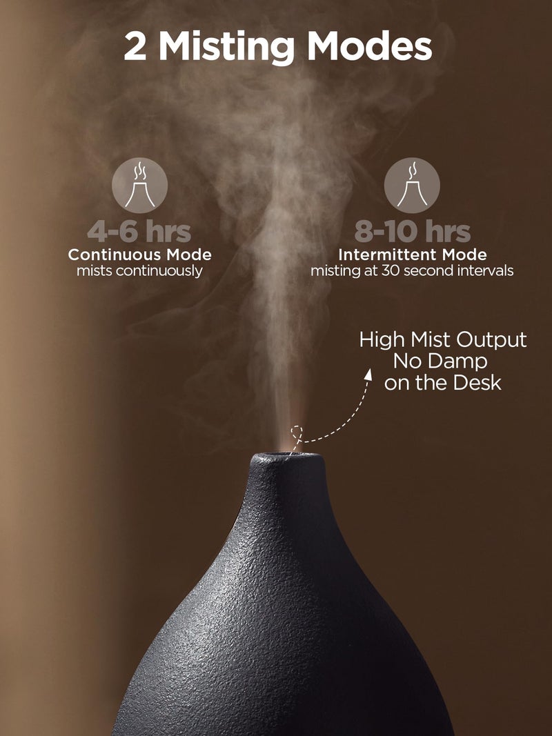 InnoGear Oil Diffuser, 150ML Ceramic Diffuser for Essential Oils Handcrafted Aromatherapy Diffuser Ultrasonic Cool Mist Humidifier with 2 Mist Modes Waterless Auto Off for Room Office, Black - Image 5