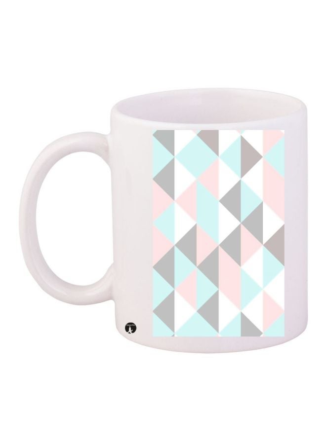 RYN Geometric Shape Printed Coffee Mug White/Blue/Grey 11ounce