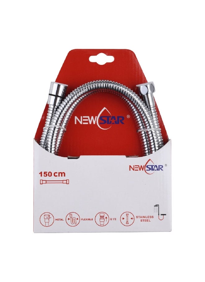NEWSTAR Stainless Steel User-Friendly Design Ample Flexible Shower Hose Silver 150 cm NS-SH02-1.5M 