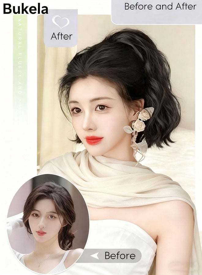 كيلا وصلات ذيل الحصان المتموجة بمشبك مخلب صغير، شعر مستعار طبيعي على شكل ذيل حصان مع قطعة شعر صناعية برباط للنساء والفتيات، تسريحة شعر للحفلات للاستخدام اليومي 25 سم (10 بوصات) - أسود طبيعي - Image 2